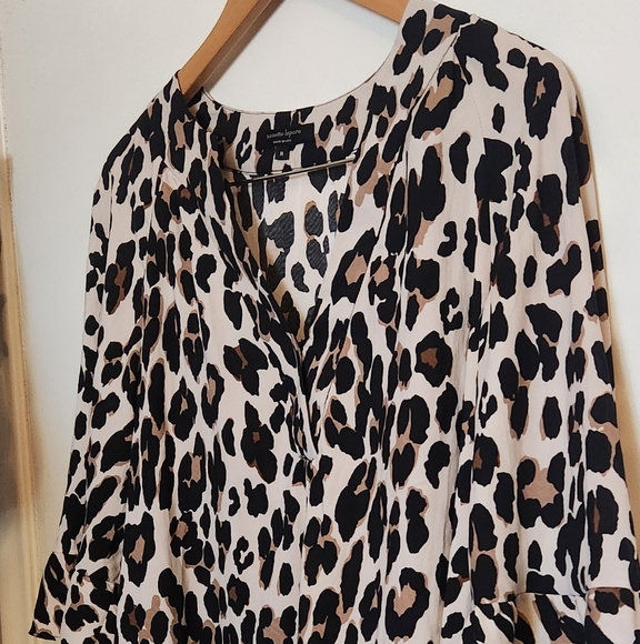 Nanette Lepore Black and Tan Leopard Blouse - Picture 4 of 5